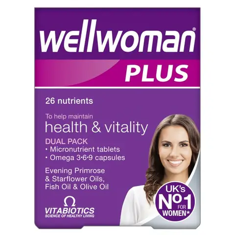 Vitabiotics Wellwoman Plus Daily Wellness Support Tablets with Omega-3 6 9 - 56 Tablets