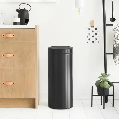 Brabantia Touch Bin New, 30L, Plastic Inner Bucket, Matt Black