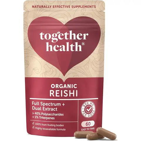 Together Health Organic Reishi 800mg Dual Extract Fruiting Bodies Daily Wellness Support Capsules - 60 Capsules
