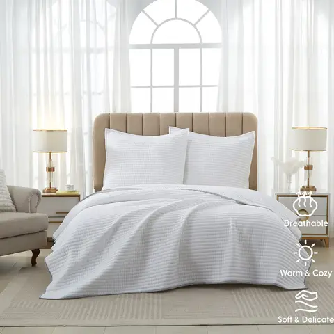 Meeallhome advanced quilting Bedspread 260*220cm/60*80cm*2 White