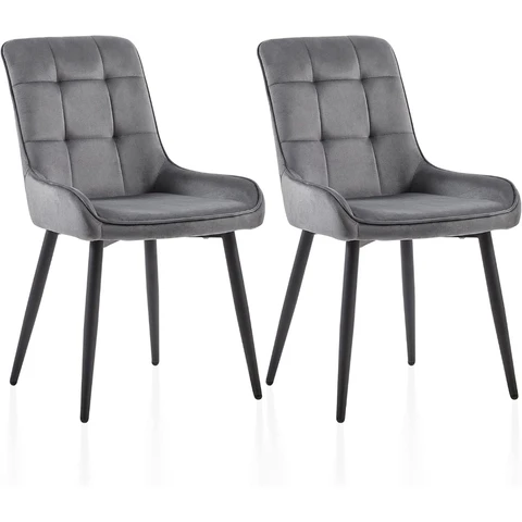 CLIPOP Cream Dining Chairs Set of 2 Velvet Upholstered Kitchen Chairs with Soft Backrest and Metal Legs, Lounge Leisure Reception Chairs for Dining room Living room or Office 0199 deep grey velvet 48.5*45.5*83 cm