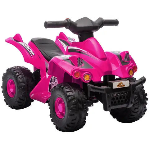 AIYAPLAY 6V Electric Quad Bike for Kids, Kids Electric Car Ride on ATV with Music, Forward Function, for Ages 2-6 Years Pink