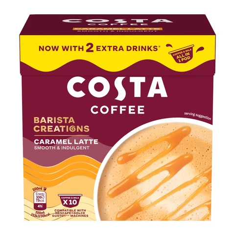 Costa Nescafe Dolce Gusto Compatible One Pod Caramel Latte 10X16g
