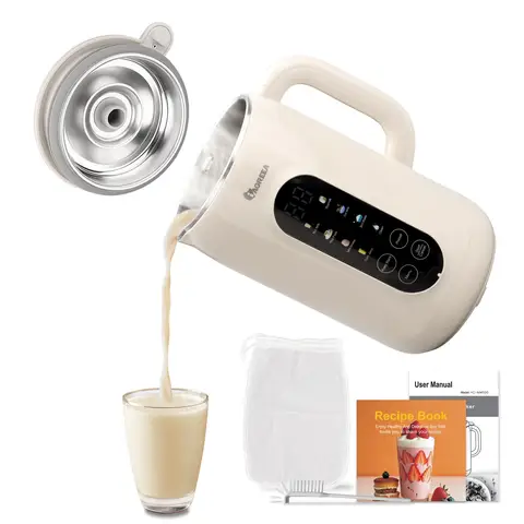 IAGREEA 8 in 1 Nut Milk Maker Machine Stainless Steel Lid BPA Free for Homemade Almond/Oat/Soymilk, 35 oz(1L) Almond Milk Maker with 8 Mins Self-Cleaning, 2 hrs Keep Warm, 750W Stirring Power, White