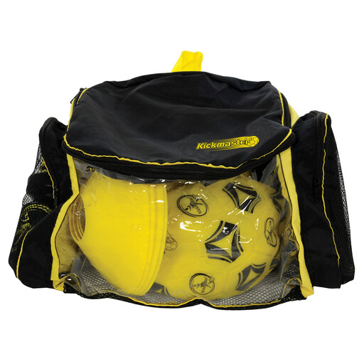 Kickmaster Backpack Football Training Set with Ball and Shin Guards