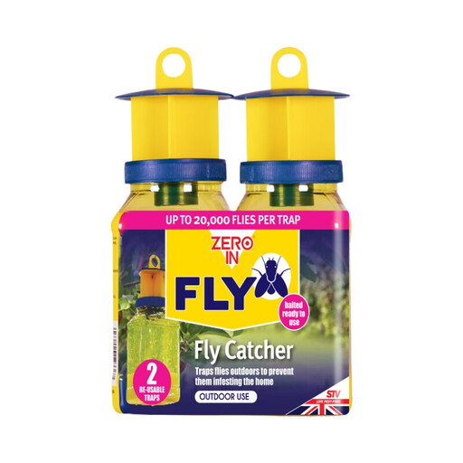 Zero In Outdoor Fly Trap Ready-Baited Fly Catcher, Twin Pack