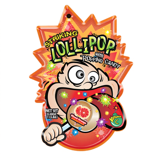 Striking | Lollipop With Popping Candy - Blood Orange Flavour, 13.8g