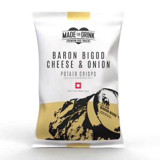 Made For Drink Baron Bigod Cheese & Onion potato crisps, 150g