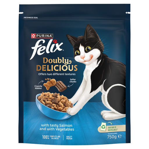 Felix Doubly Delicious Salmon & Veg Dry Cat Food 750g