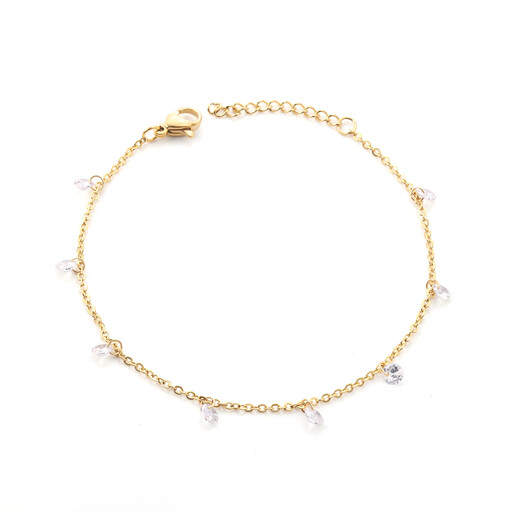 Cubic Zirconia Station Bracelet with 18K PVD Gold Plating