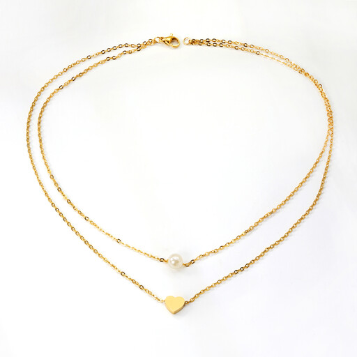 18K PVD Gold Stainless Steel Interlocking Rings Necklace