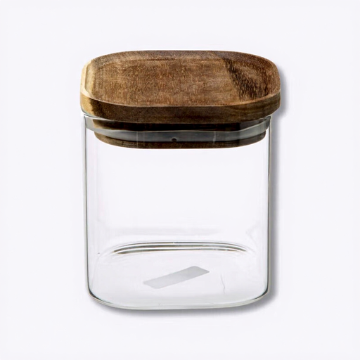 Hermet Glass and Acacia Wood Storage Jar