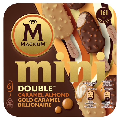 Magnum Mini Double Caramel Almond & Gold Caramel Billionaire Ice Cream Sticks