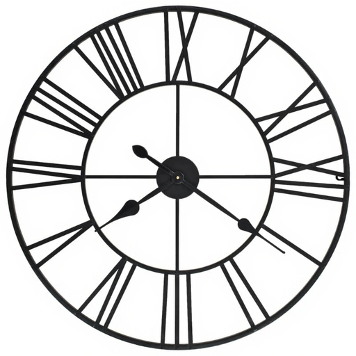 vidaXL Vintage Style Wall Clock - Metal, 80 cm, Black