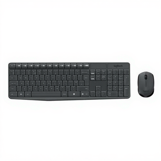 LOGITECH MK235 Wireless Keyboard and Mouse Set for Windows, US QWERTY Layout - Grey
