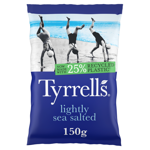 Tyrrells Lightly Sea Salted crisps, 150g bag