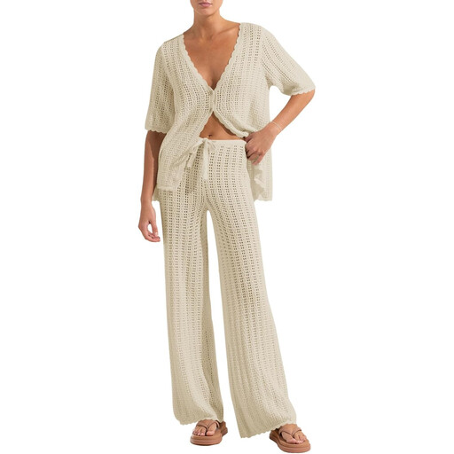 Women's Summer 2-Piece Swimsuit Cover-Up in Beige