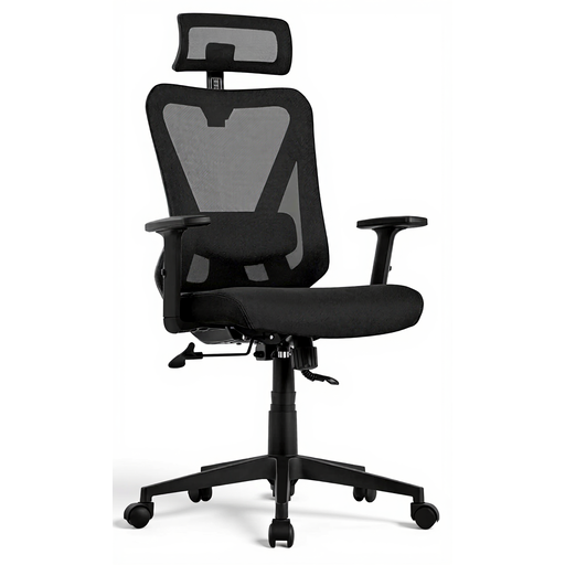 Yaheetech Ergonomic Office Chair, Desk Chair with Adjustable Headrest, Armrests, Lumbar Support, Lockable Swivel Chair with 90°-130° Recline Function, Height Adjustable Black