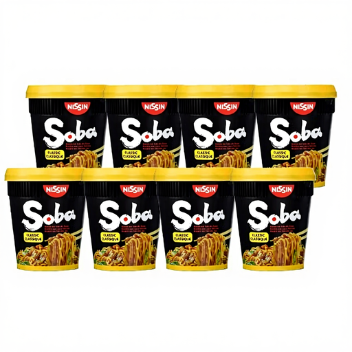 NISSIN Instant Soba Noodles Cup Classic, box of 8 × 90 g cups