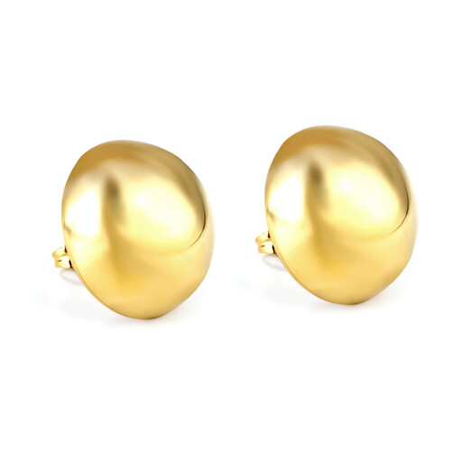 A pair of large, 20mm chunky gold dome stud earrings shown on a white background.