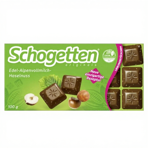Schogetten Feine Alpenmilch Schokolade mit Haselnüssen
