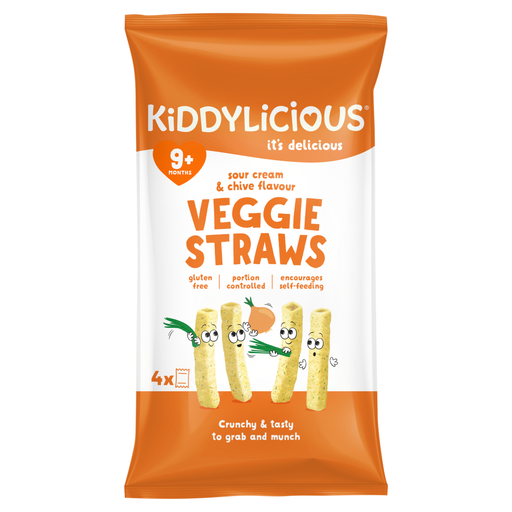Kiddylicious Sour Cream & Chive Lentil Straws, 9+ Months, 4 x 12g