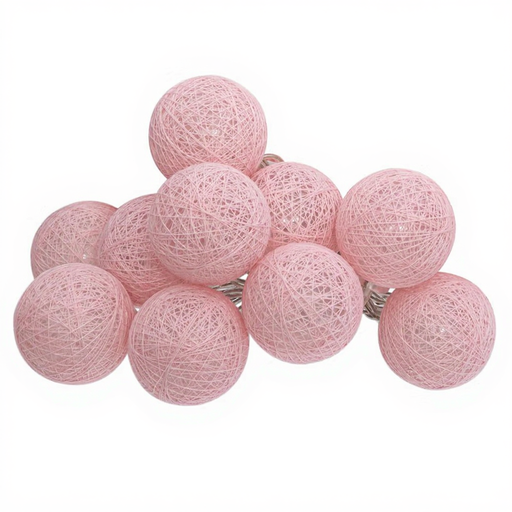 Battery-Operated LED Garland 10 Balls Diam. 6 cm Light pink