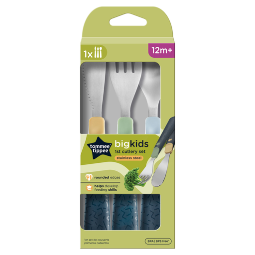 Tommee Tippee Big Kids 1st Cutlery Set Stainless Steel 12+ Months