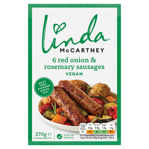 Linda McCartney's 6 Vegetarian Red Onion & Rosemary Sausages