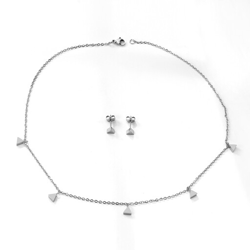 5-Piece Geometric Jewellery Triangle Station Necklace and Earring Set