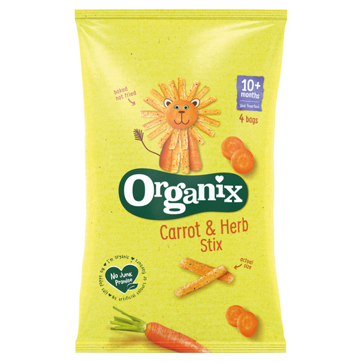 Organix Carrot & Herb Stix 10+ Months, four 15g packs