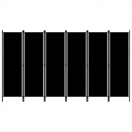 Vida 6-Panel Room Divider - Black, 300 x 180 cm