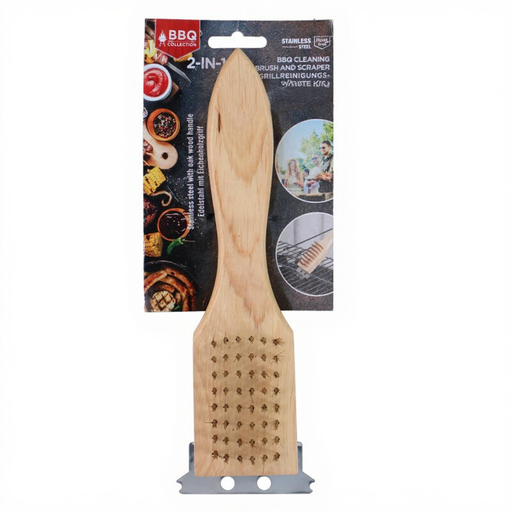BBQ Reinigungsbürste 2in1 SS/Eiche