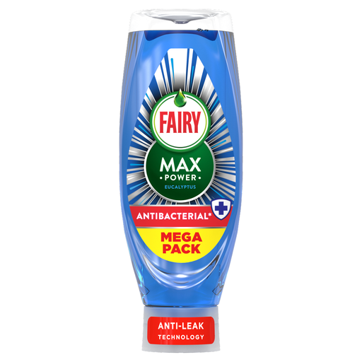 Fairy Max Power Washing Up Liquid, Antibacterial, Eucalyptus