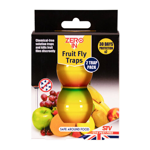 Zero In Fruit Fly Trap Ready Baited Indoor Fly Catcher Twin Pack
