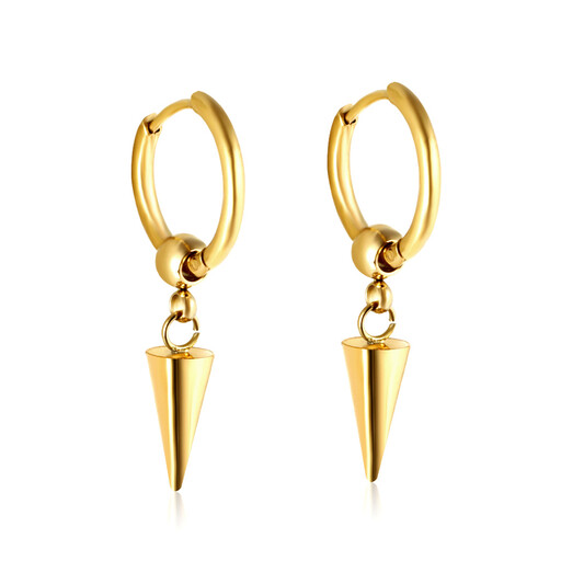 18K Gold Plated Stainless Steel Spike Dangle Hoop Earrings