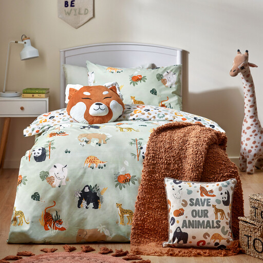 little furn Duvet Cover Set Wildlife Sage Single