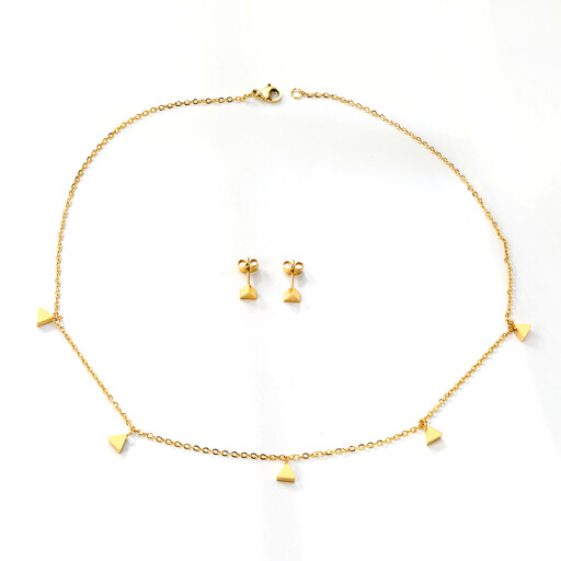 Geometric Triangle Charm Necklace with 5 Smooth Pendants