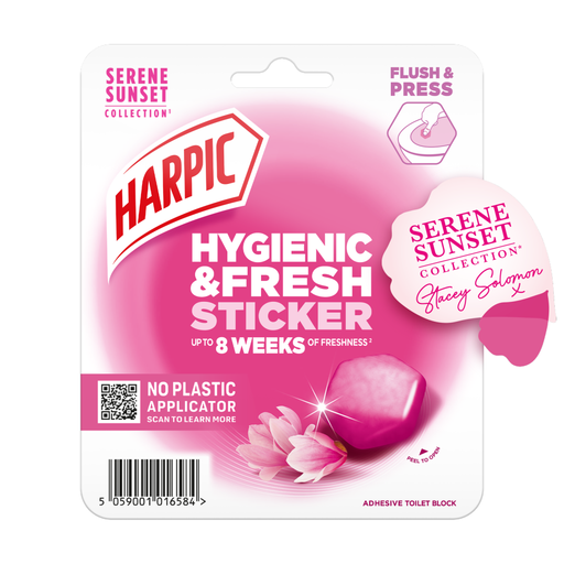 Harpic Hygienic & Fresh Sticker Adhesive Toilet Block, Serene Sunset