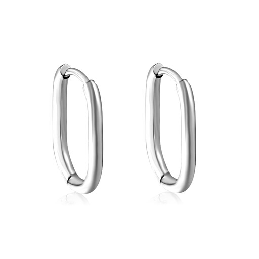 Stainless Steel Oval Huggie Earrings