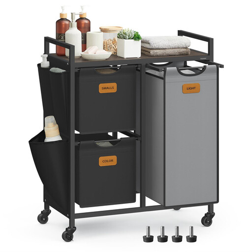 VASAGLE Laundry Basket, with 3 Compartments