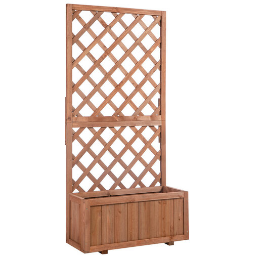 Outsunny Wooden Trough Planter with Trellis