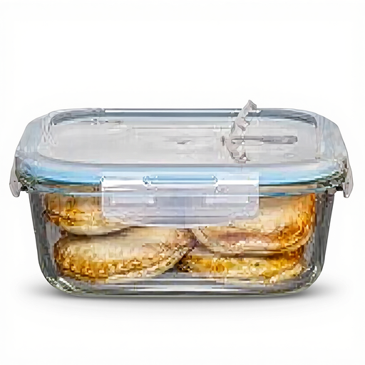 Clipeat rectangular compartmentalised glass container 0.7 l