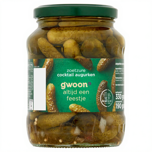 g'woon Sweet and Sour Cocktail Gherkins
