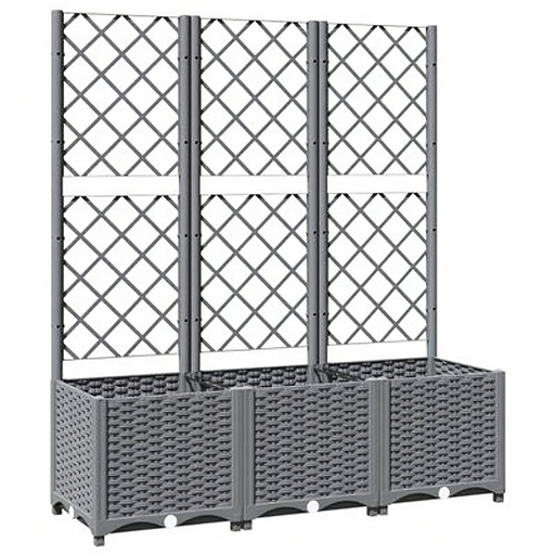 vidaXL Trellis Planter with Trellis - Light Grey, 120 x 40 x 136 cm