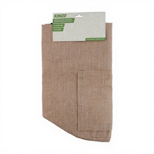 A green, cylindrical grow bag with handles and a flap on the side for harvesting potatoes.