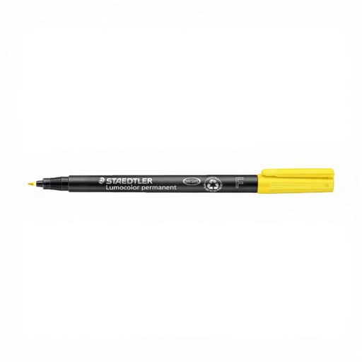 STAEDTLER Lumocolor Permanent F Yellow Marker - Synthetic Tip F=Fine 0.6mm, Permanent Universal Ink