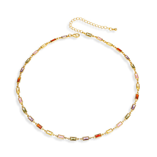 Ever Faith Colourful Cubic Zirconia Thin Tennis Choker