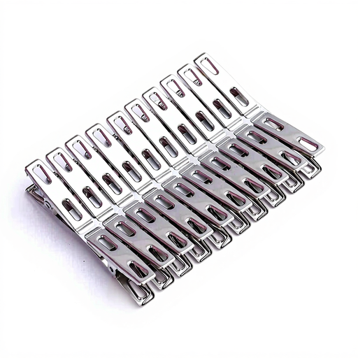 20 Stainless Steel Flat Mouth Clips for Clothes Racks