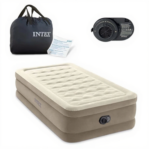 INTEX Dura-Beam Deluxe Ultra Plush Airbed Twin with Built-in Electric Pump